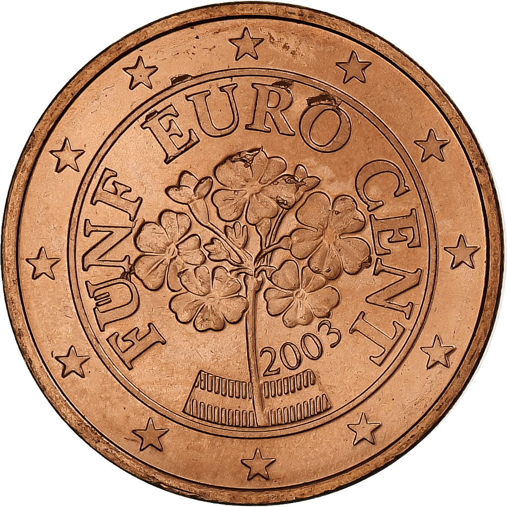 Österreich, 5 Euro Cent, 2003, Vienna, UNZ, Copper Plated Steel, KM:3084