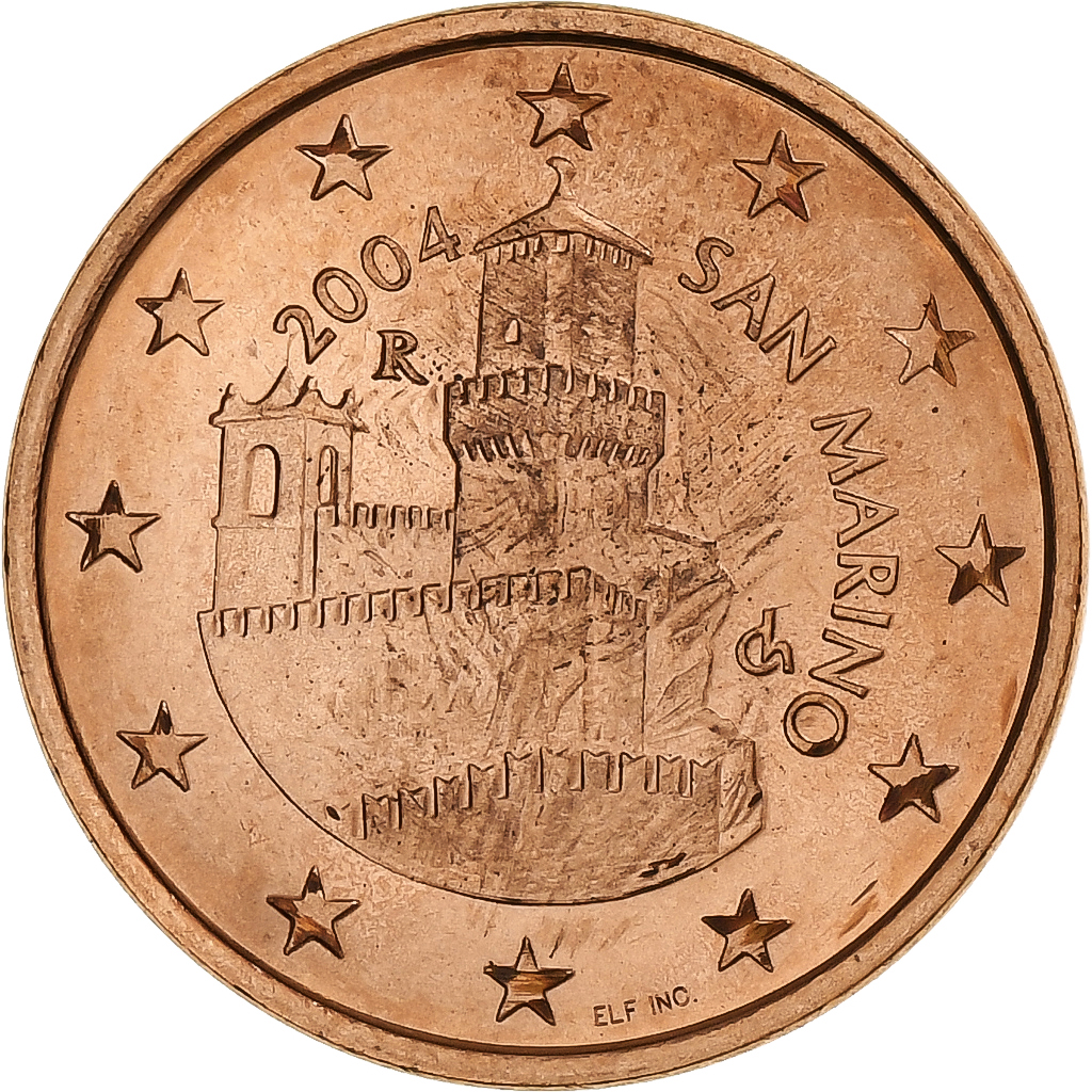 San Marino, 5 Euro Cent, 2004, Rome, AU, Copper Plated Steel, KM:442