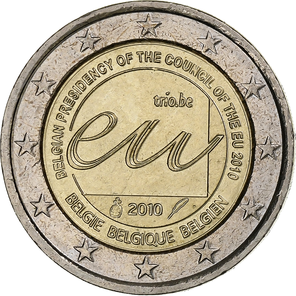 Belgien, Albert II, 2 Euro, EU Council Presidency, 2010, VZ, Bi-Metallic, KM:289