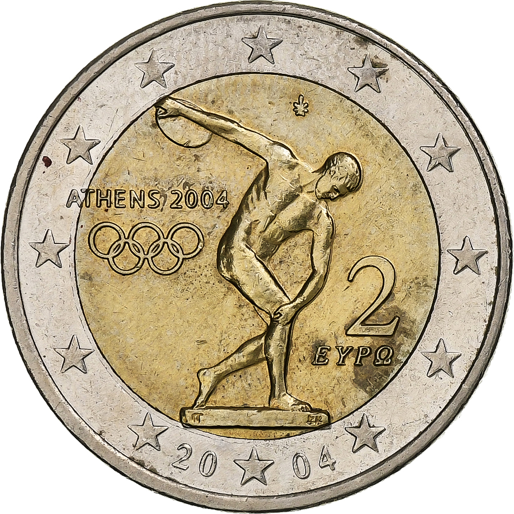 Griechenland, 2 Euro, Olympics Athens, 2004, Athens, VZ, Bi-Metallic, KM:209