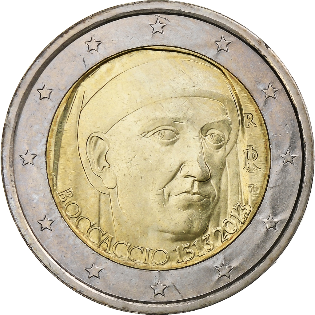Italien, 2 Euro, Boccaccio, 2013, Rome, UNZ, Bi-Metallic, KM:251