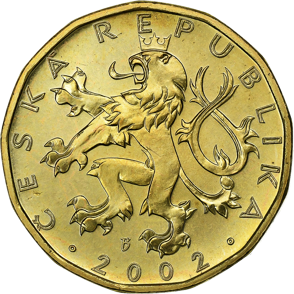 Czech Republic, 20 Korun, 2002, Brass plated steel, , KM:5