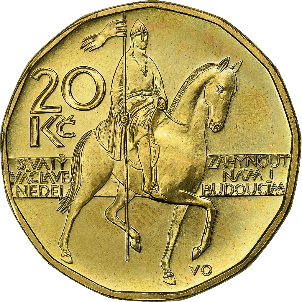 Czech Republic, 20 Korun, 2002, Brass plated steel, , KM:5