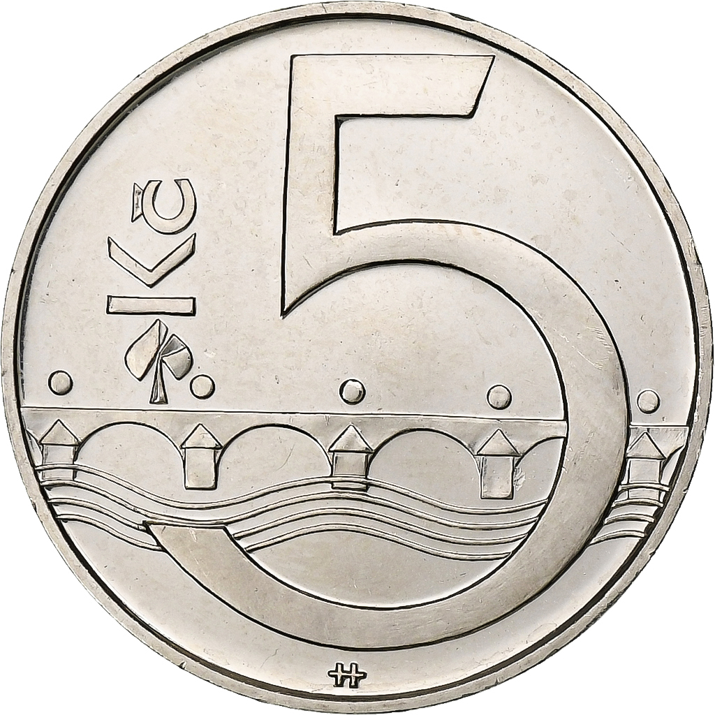 Czech Republic, 5 Korun, 2002, Acier plaqué nickel, , KM:8