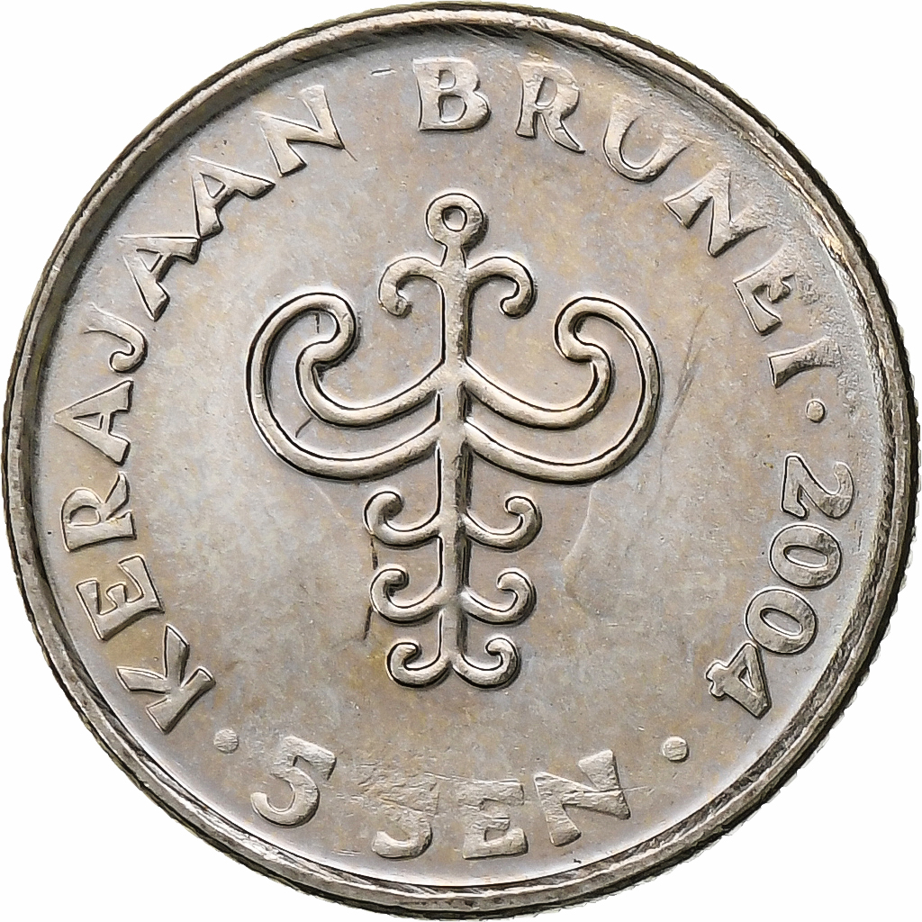 BRUNEI, Sultan Hassanal Bolkiah, 5 Sen, 2004, Copper-nickel, , KM:35