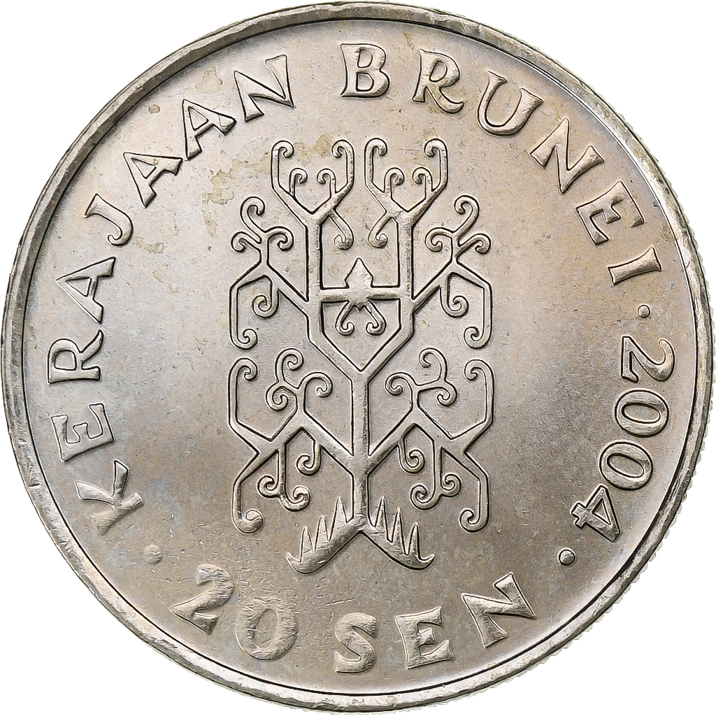 BRUNEI, Sultan Hassanal Bolkiah, 20 Sen, 2004, Copper-nickel, , KM:37