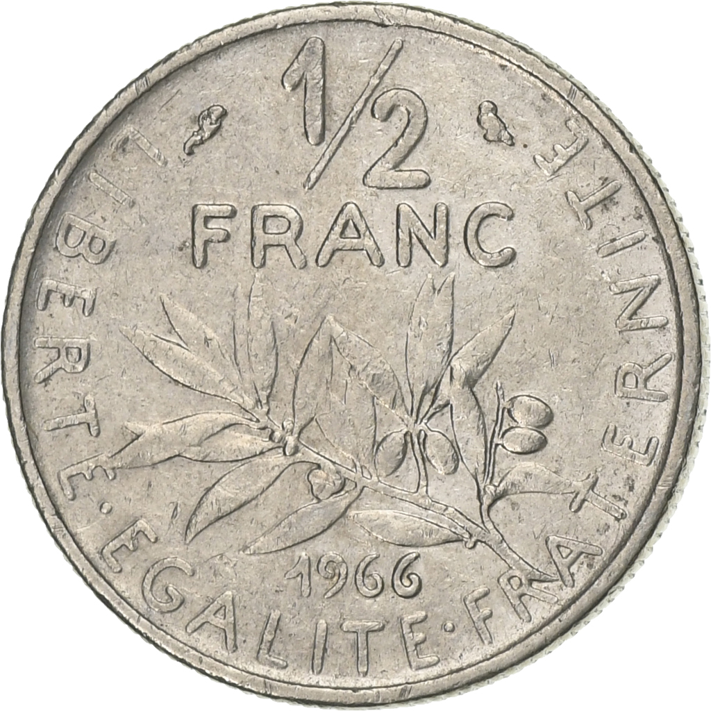 France, 1/2 Franc, Semeuse, 1966, Paris, Nickel, , Gadoury:429