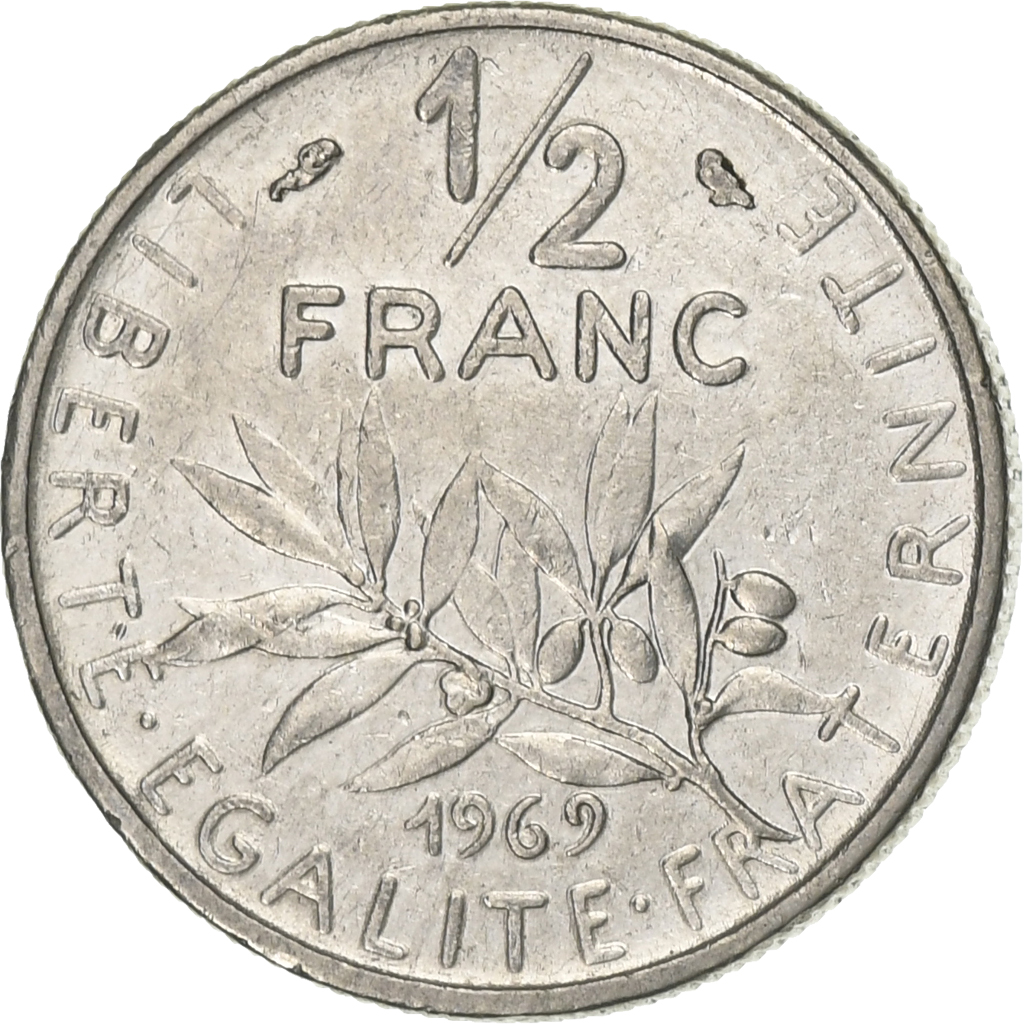 France, 1/2 Franc, Semeuse, 1969, Paris, Nickel, , Gadoury:429