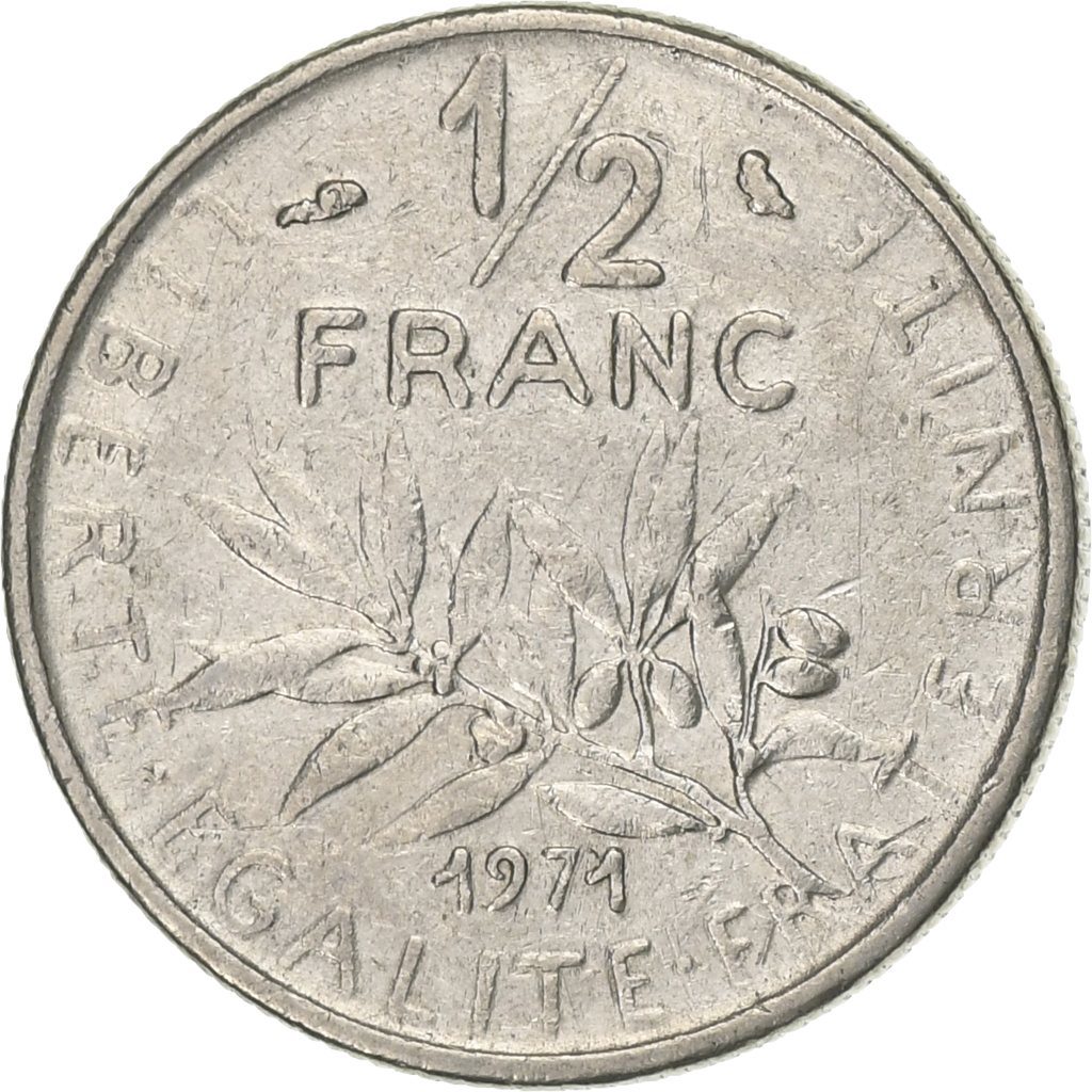 France, 1/2 Franc, Semeuse, 1971, Paris, Nickel, , Gadoury:429