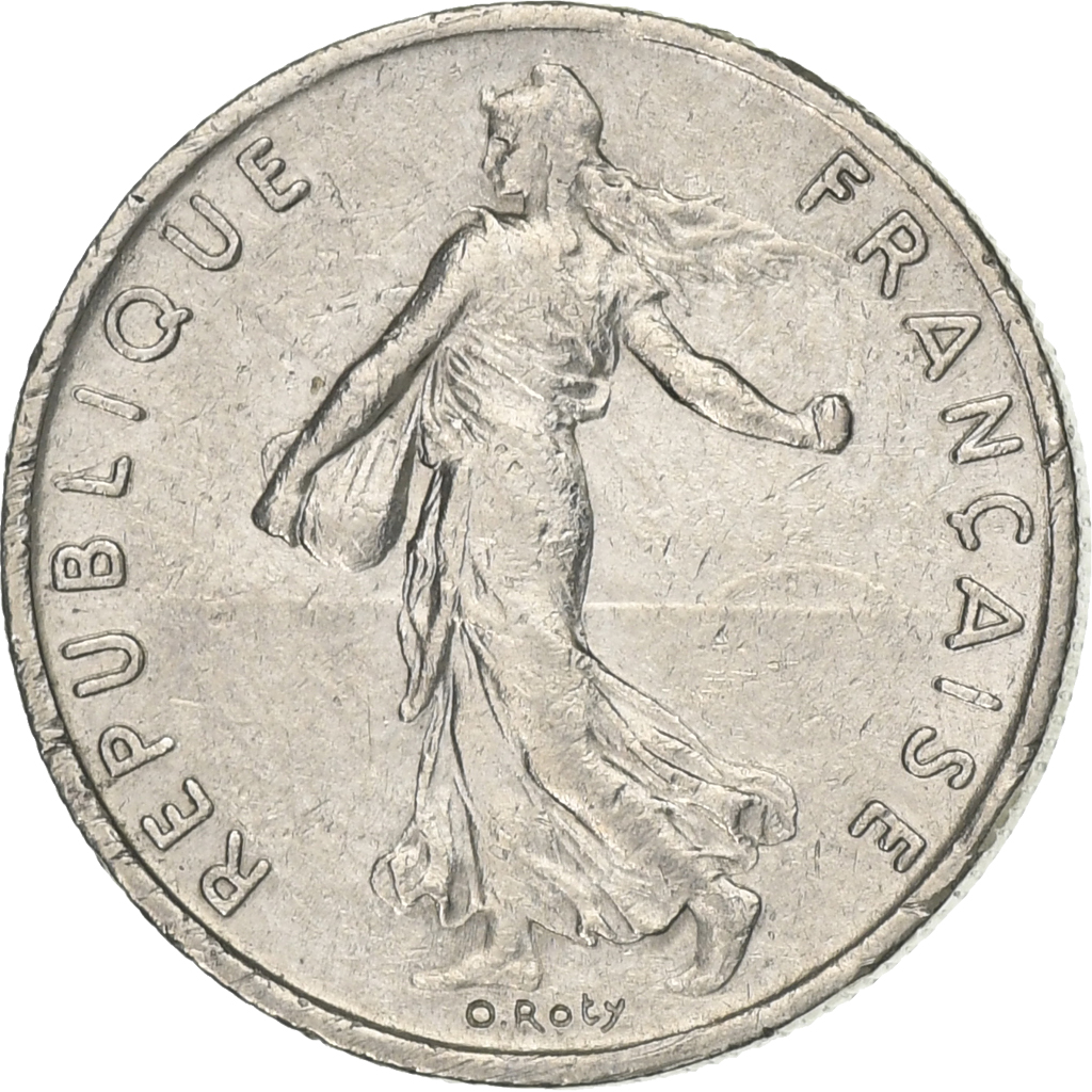 France, 1/2 Franc, Semeuse, 1975, Paris, Nickel, AU, Gadoury:429