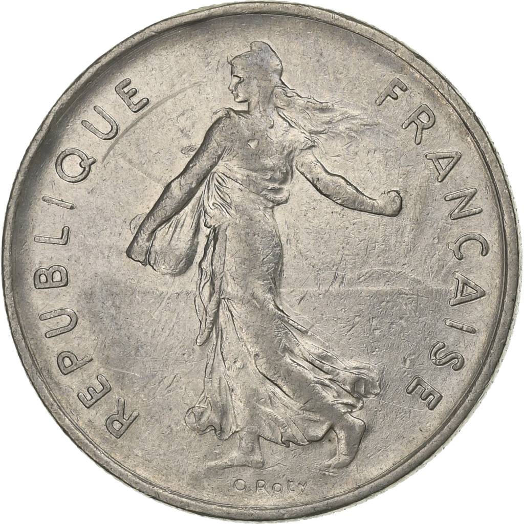 France, 5 Francs, Semeuse, 1973, Paris, Nickel Clad Copper-Nickel, 