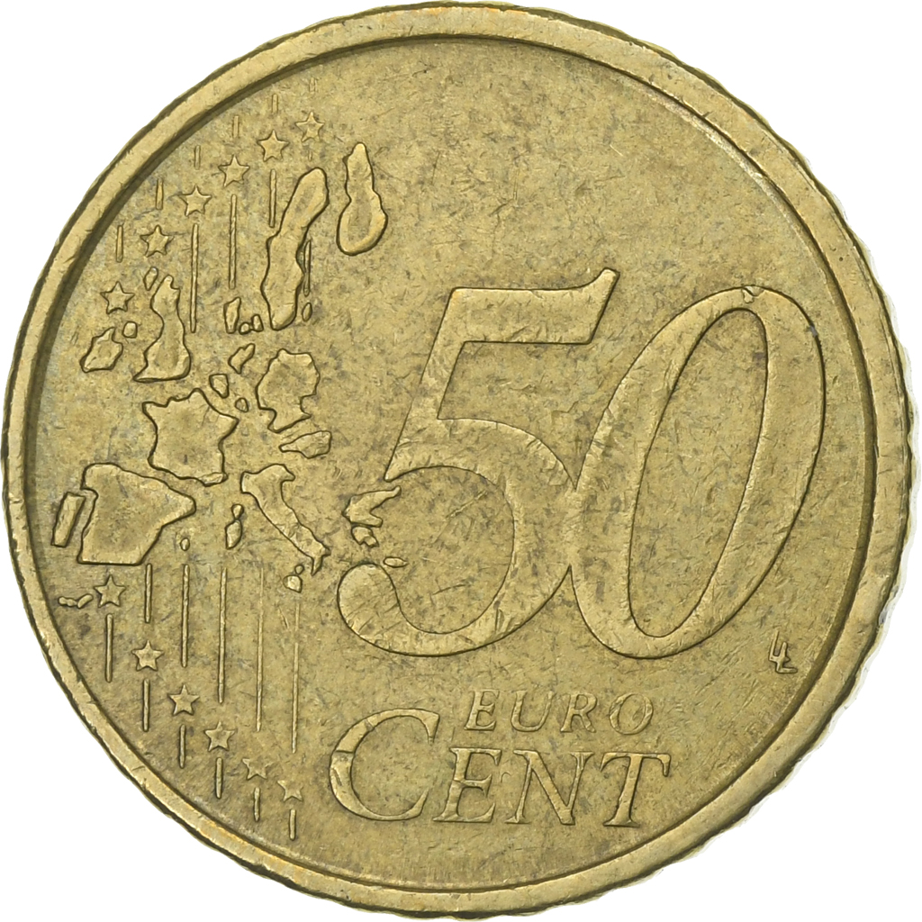 Spanien, 50 Euro Cent, 2001, SS, Messing, KM:1045