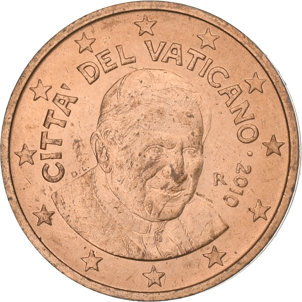 VATICAN CITY, Benedict XVI, 2 Euro Cent, 2010, Rome, Copper Plated Steel