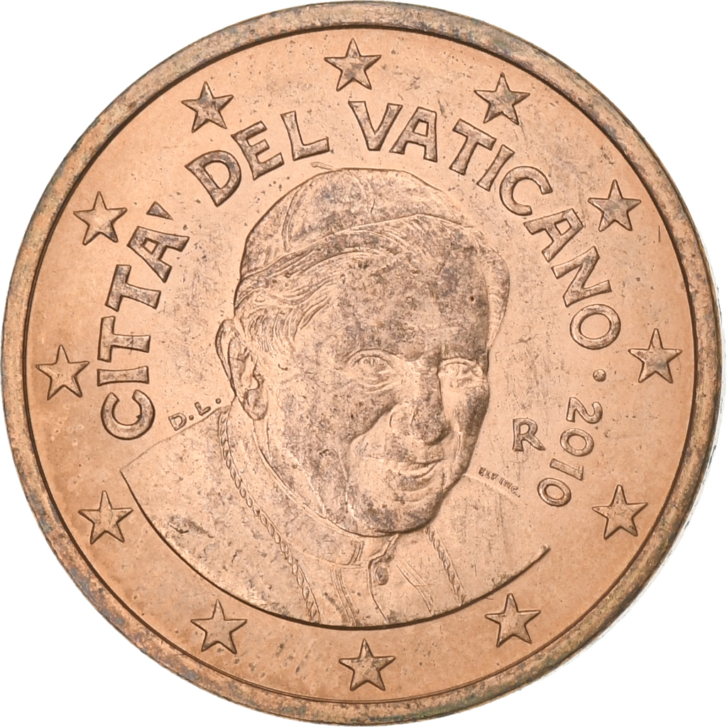 Vatikanstadt, Benedict XVI, 5 Euro Cent, 2010, Rome, Copper Plated Steel, VZ
