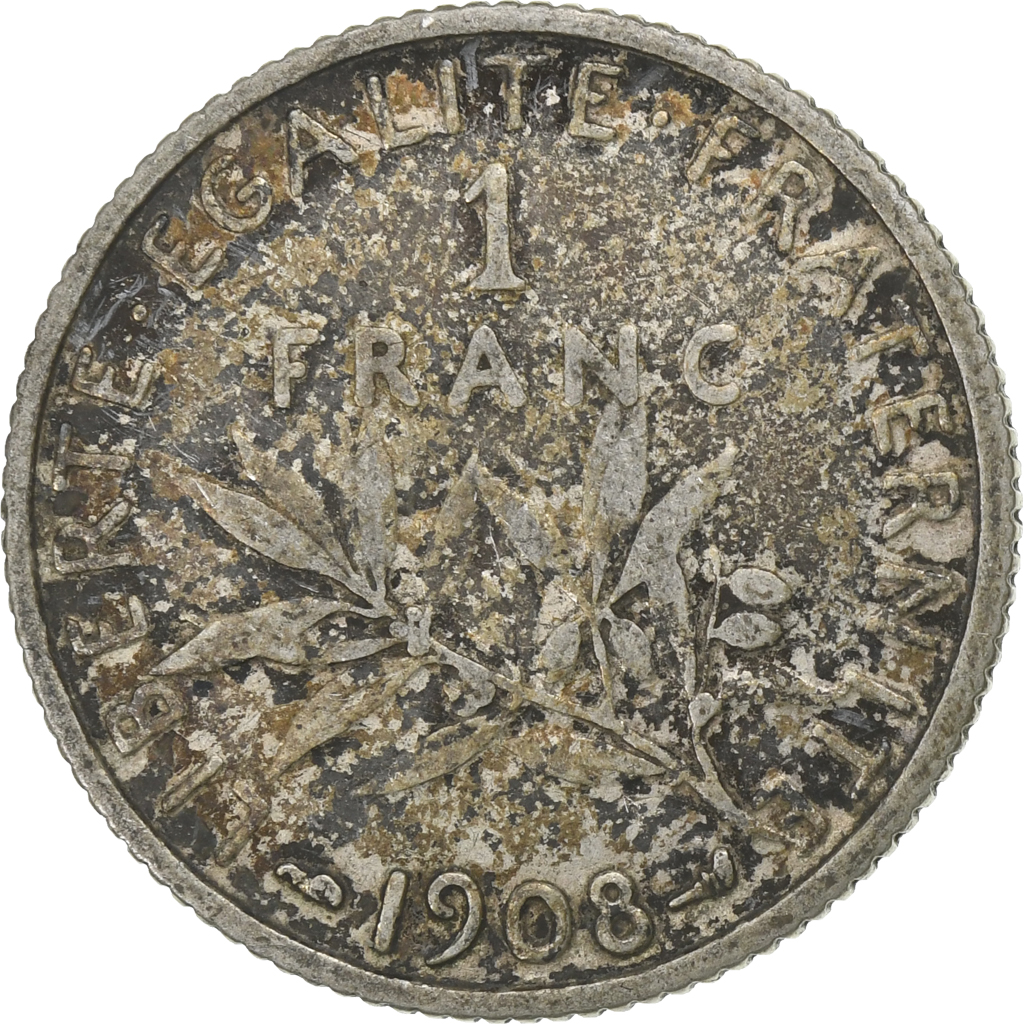 France, Franc, Semeuse, 1908, Paris, Silver, , Gadoury:532, KM:844.1