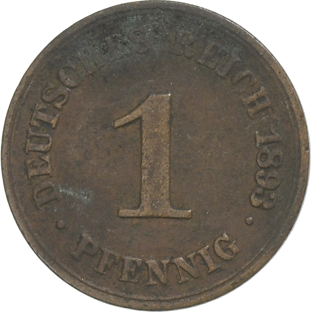 GERMANY - EMPIRE, Wilhelm II, Pfennig, 1893, Berlin, Copper, F, KM:10