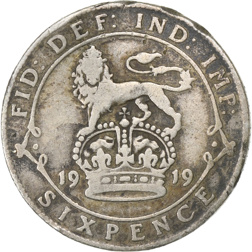 Great Britain, George V, 6 Pence, 1919, Silver, , KM:813