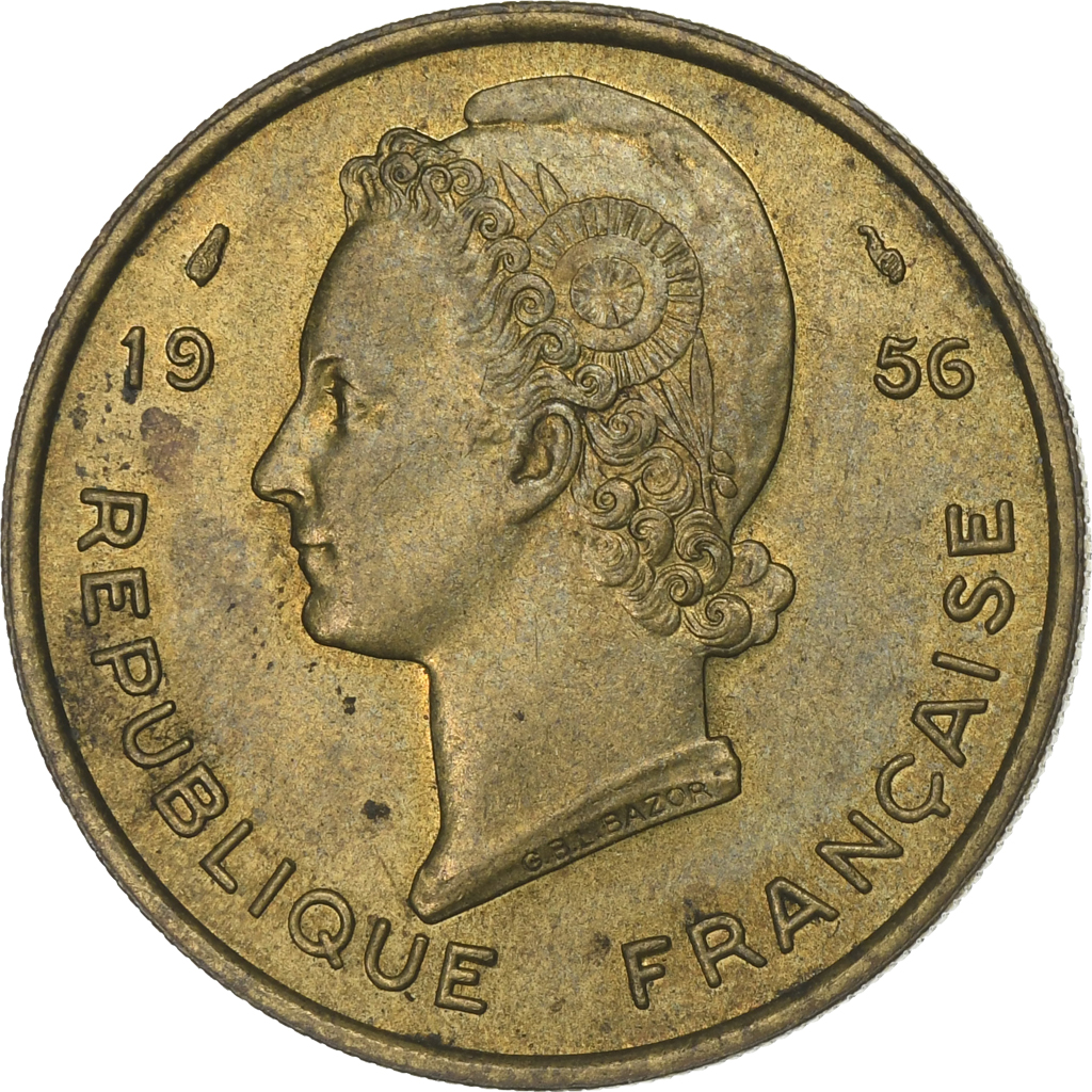 French West Africa, 25 Francs, 1956, Aluminum-Bronze, , Lecompte:18