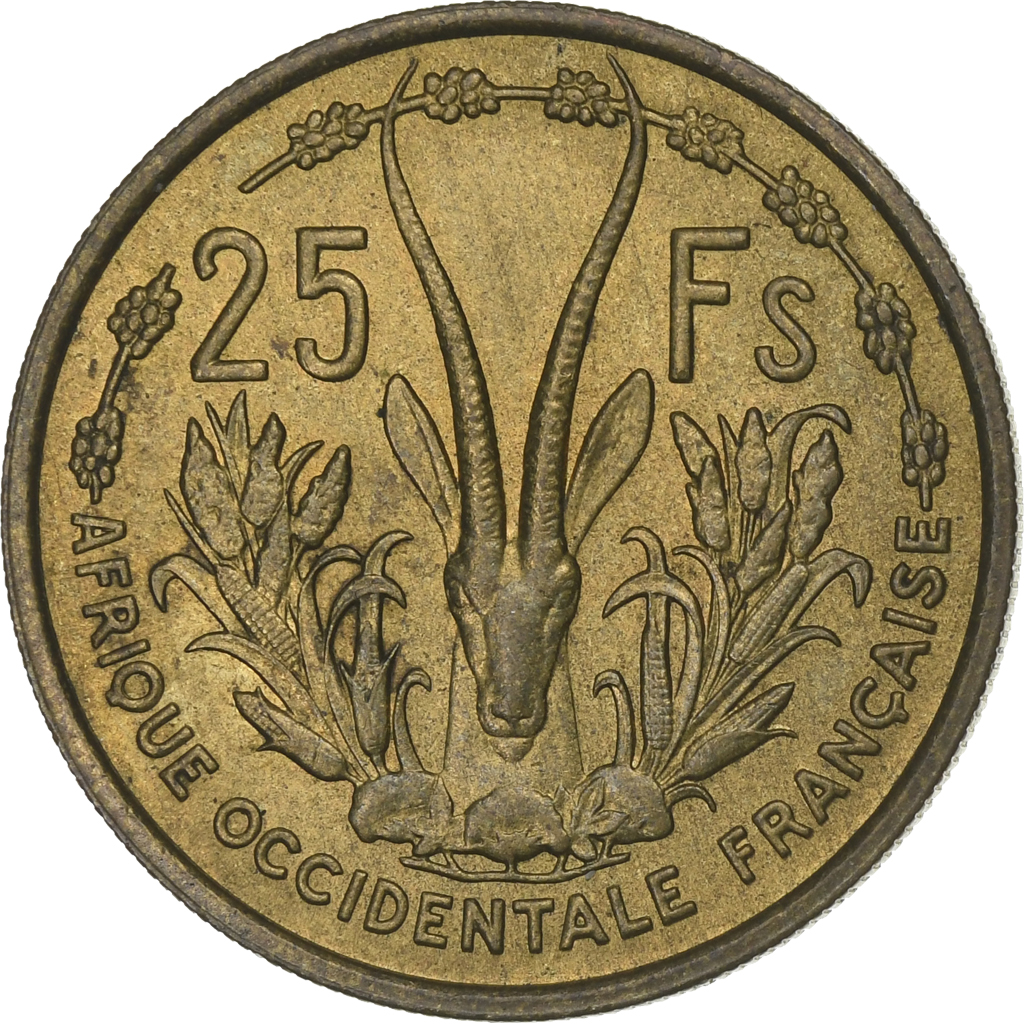 French West Africa, 25 Francs, 1956, Aluminum-Bronze, , Lecompte:18