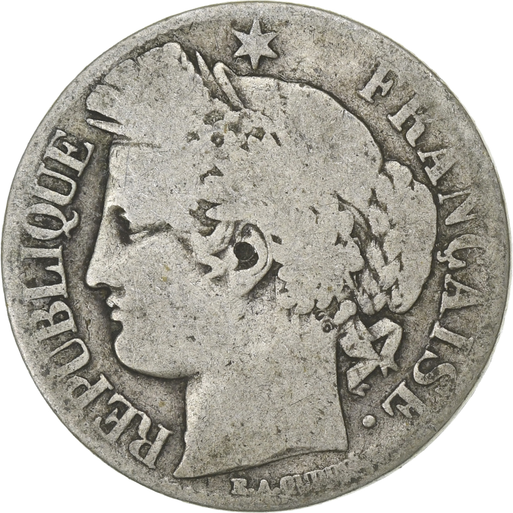 France, Franc, Cérès, 1871, Paris, Silver, , Gadoury:465a, KM:822.1