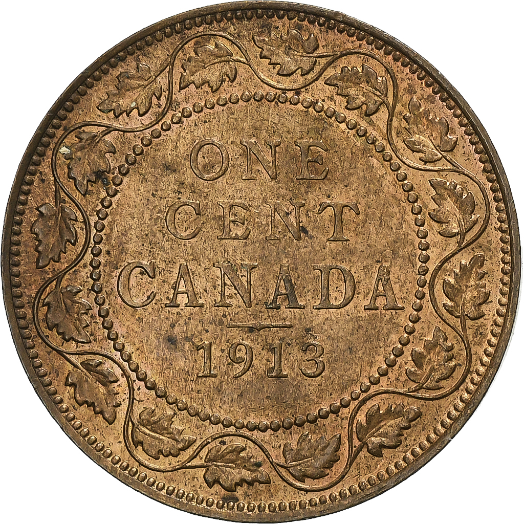 Coin, Canada, George V, Cent, 1913, Royal Canadian Mint, Ottawa, 
