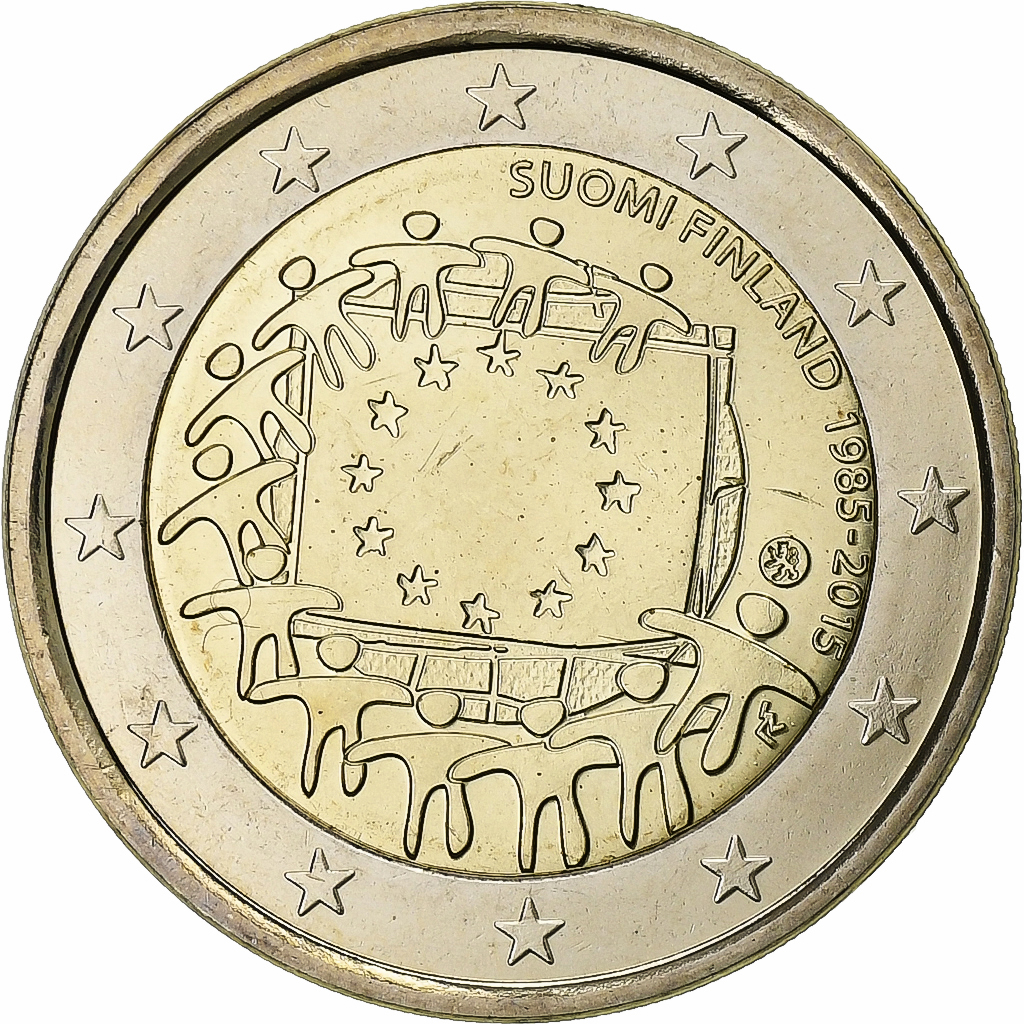 Finland, 2 Euro, 2015, 30 ans   Drapeau européen, MS, Bi-Metallic, KM:New