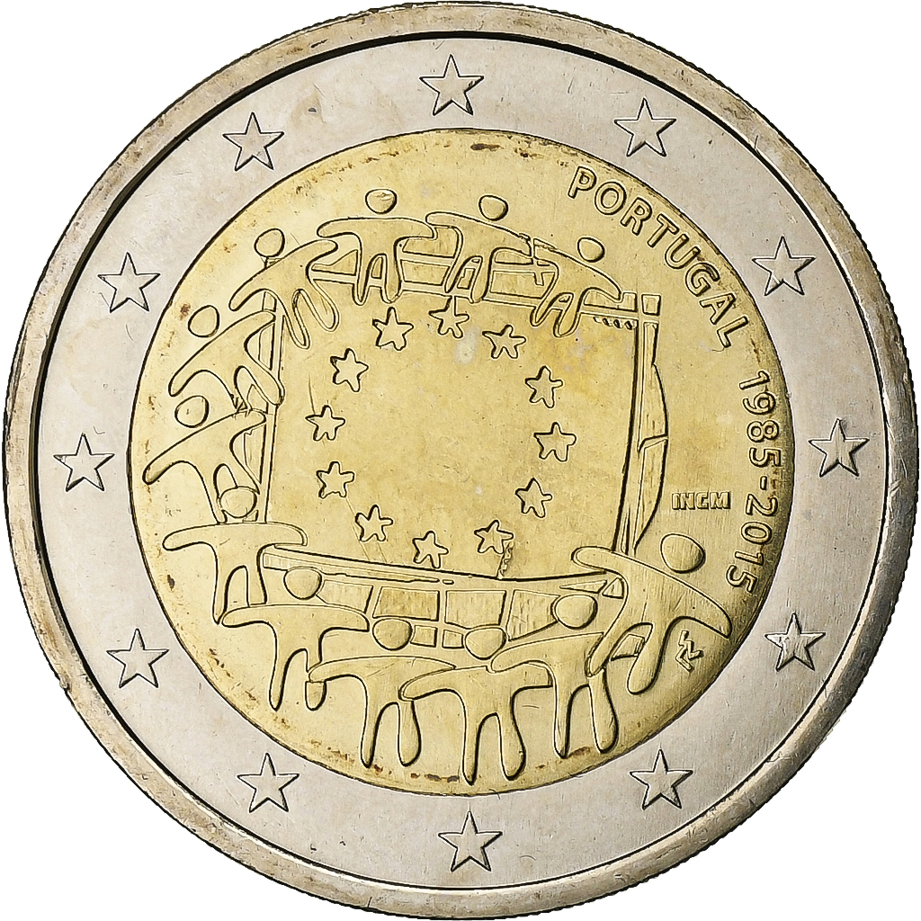 Portugal, 2 Euro, 2015, 30 ans   Drapeau européen, UNZ+, Bi-Metallic, KM:New