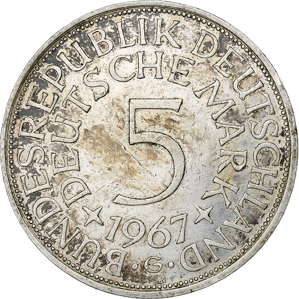GERMANY - FEDERAL REPUBLIC, 5 Mark, 1967, Munich, Silver, , KM:112.1