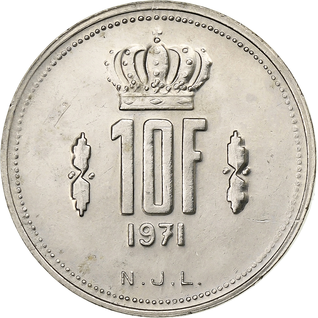 Luxembourg, Jean, 10 Francs, 1971, Nickel, , KM:57