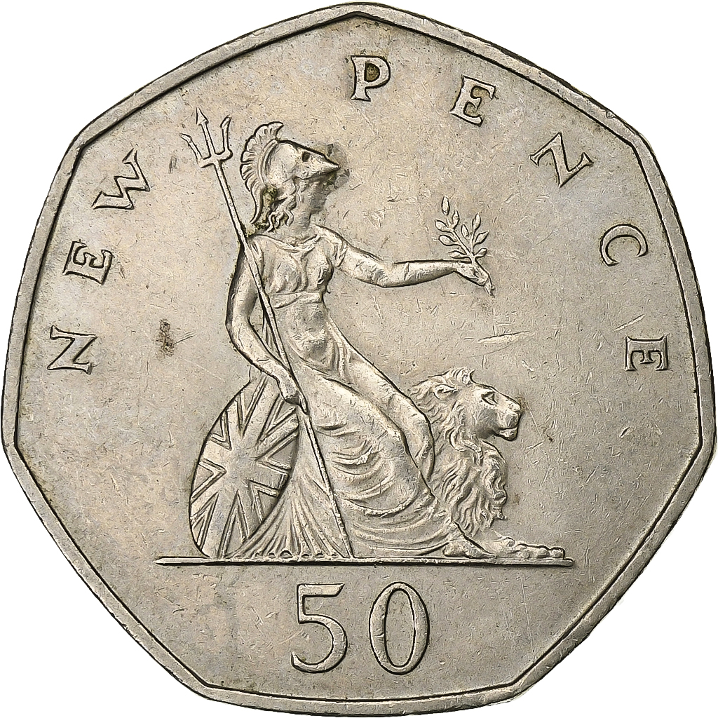 Great Britain, Elizabeth II, 50 New Pence, 1969, Copper-nickel, 