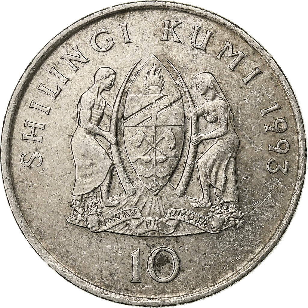 Tanzania, 10 Shilingi, 1993, Nickel Clad Steel, , KM:20a.2