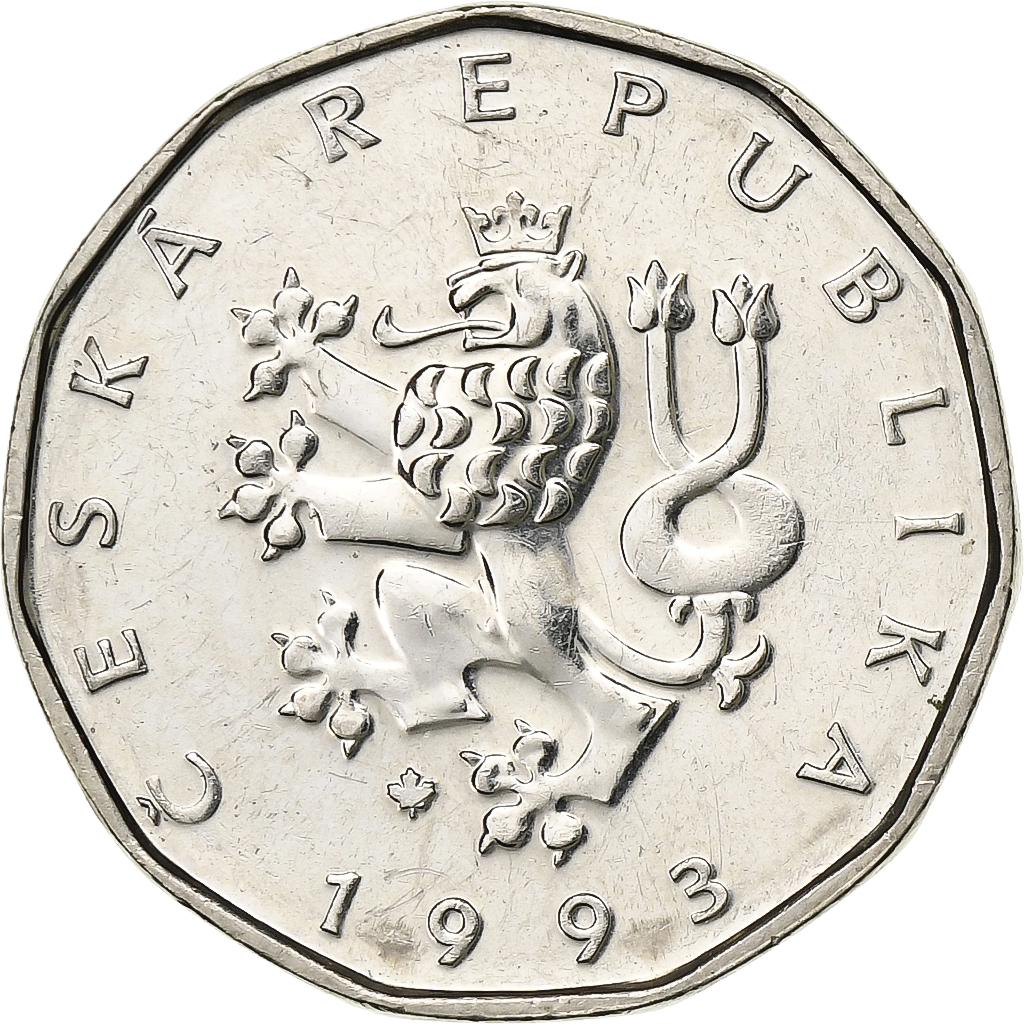 Czech Republic, 2 Koruny, 1993, Nickel plated steel, , KM:9