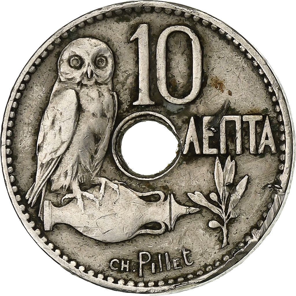 Greece, George I, 10 Lepta, 1912, Nickel, EF, KM:63