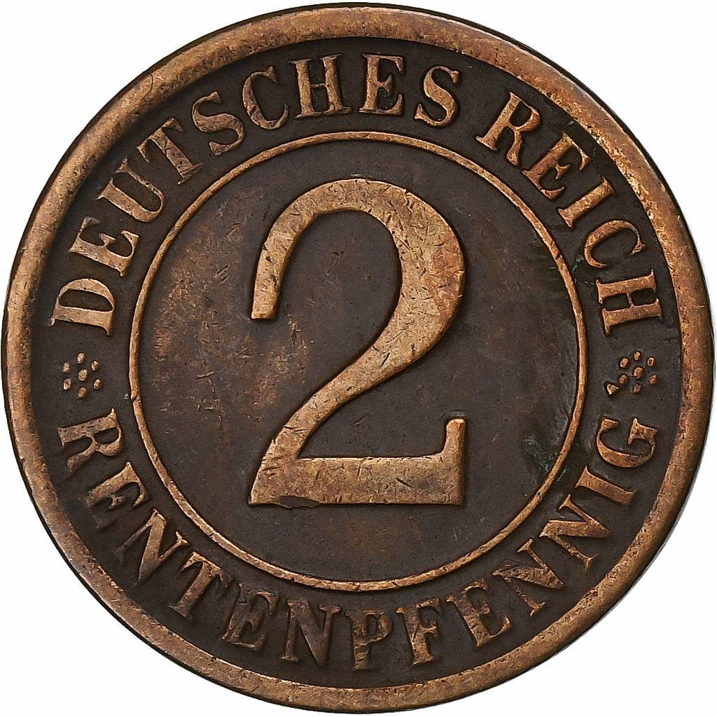 GERMANY, WEIMAR REPUBLIC, 2 Reichspfennig, 1924, Berlin, Bronze, 