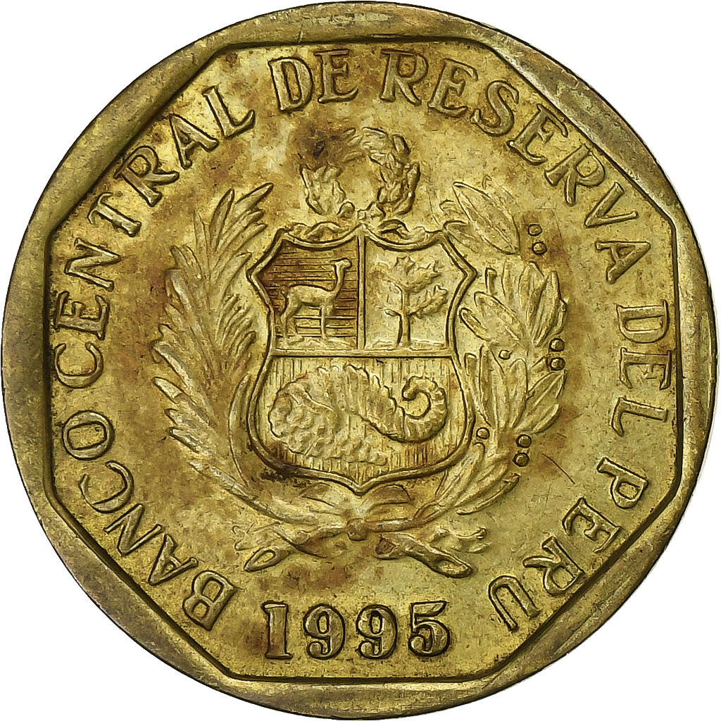 Peru, 10 Centimos, 1995, Brass, , KM:305.1