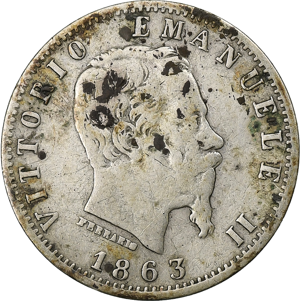 Italy, Vittorio Emanuele II, 20 Centesimi, 1863, Milan, Silver, 