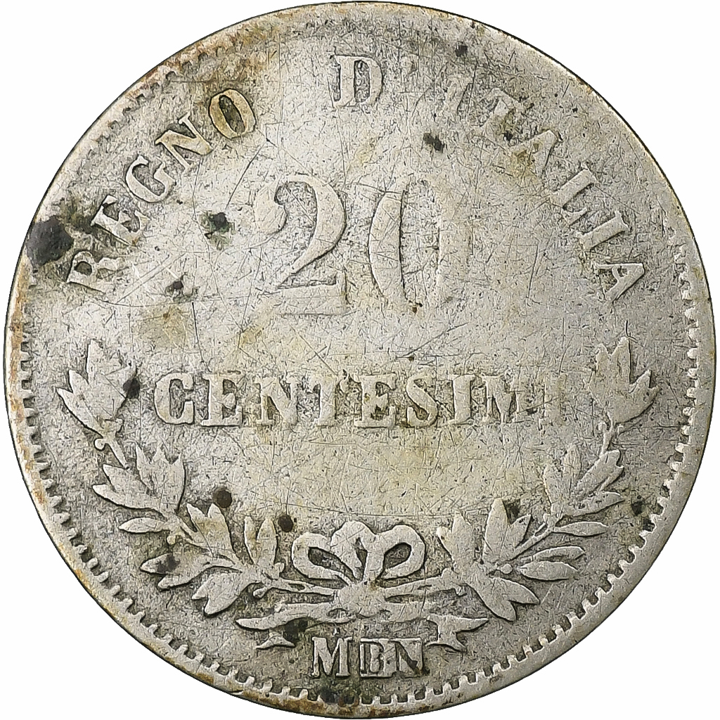 Italy, Vittorio Emanuele II, 20 Centesimi, 1863, Milan, Silver, 