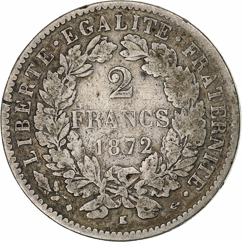France, 2 Francs, Cérès, 1872, Bordeaux, Silver, , Le Franc:F.265