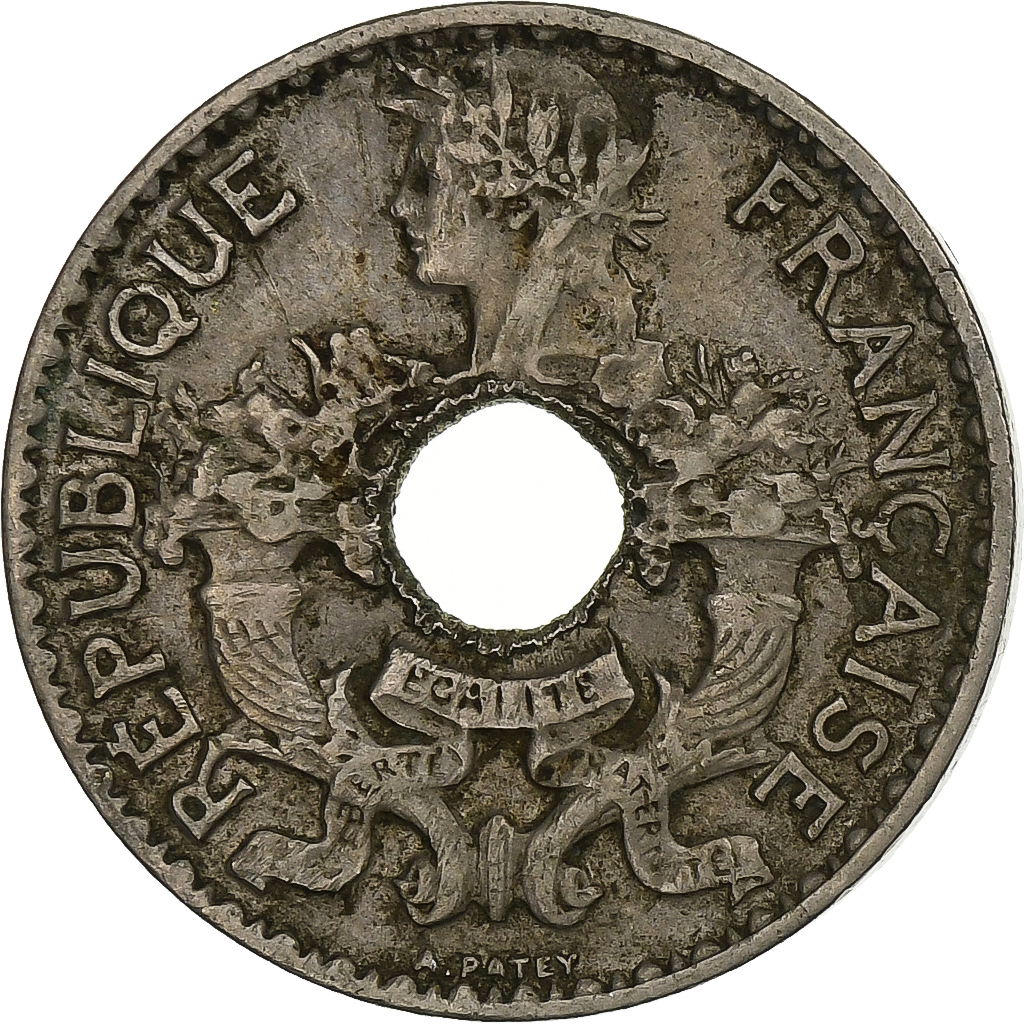 FRENCH INDO-CHINA, 5 Cents, 1924, Paris, Copper-nickel, , KM:18
