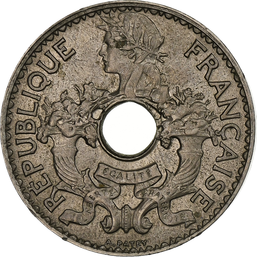 FRENCH INDO-CHINA, 5 Cents, 1925, Paris, Copper-nickel, , KM:18