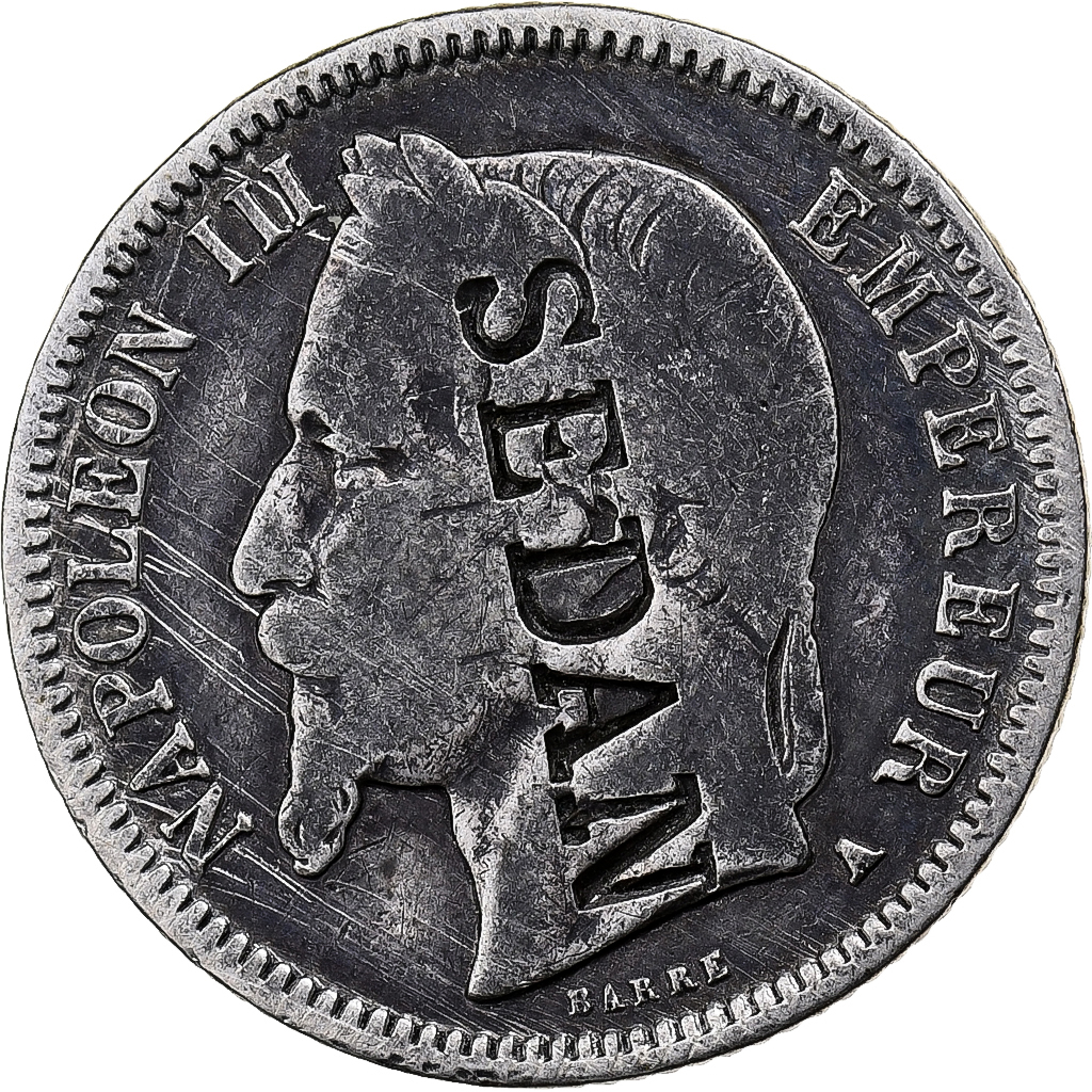 France, Napoleon III, Franc, Napoléon III, 1868, Paris, Silver, , SEDAN
