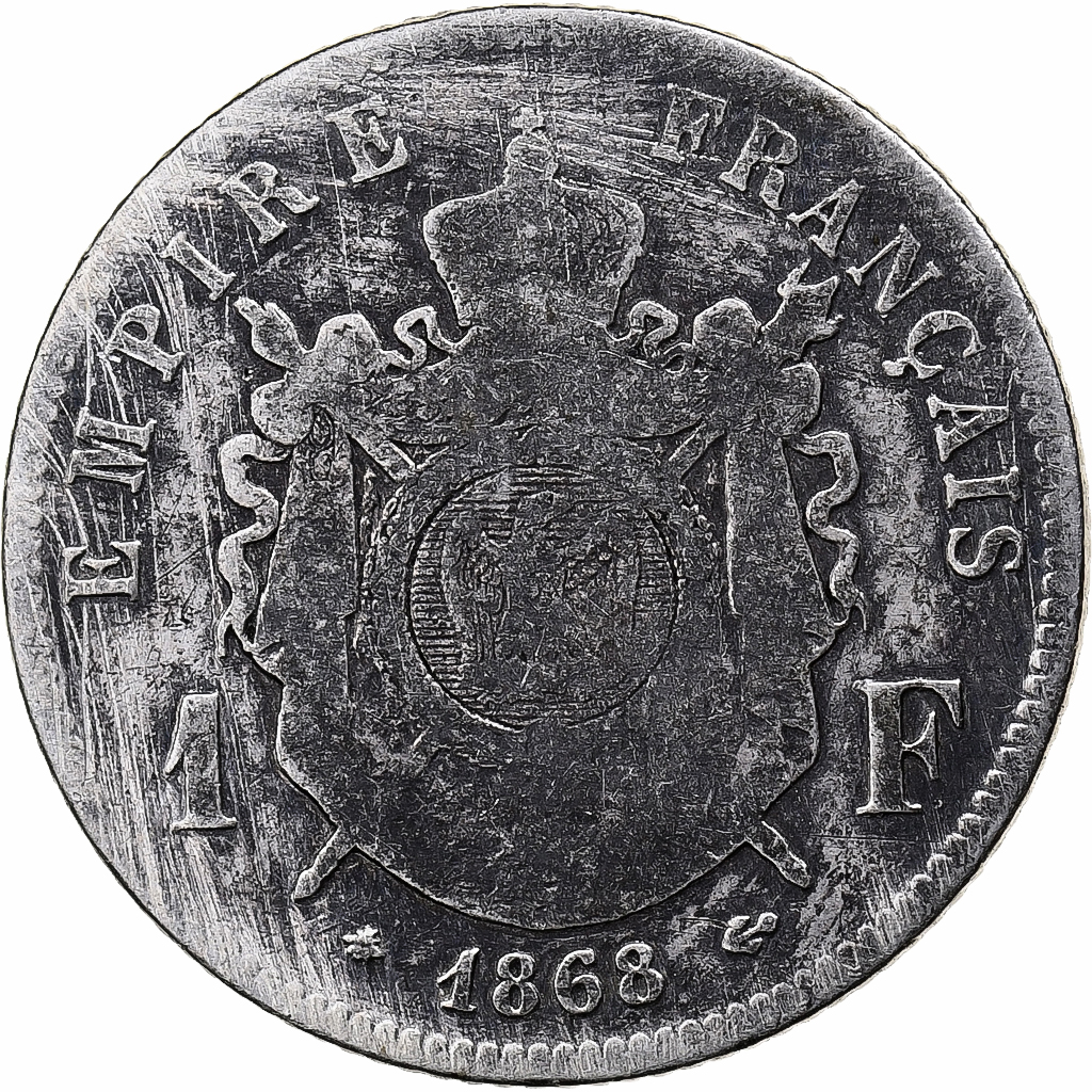 France, Napoleon III, Franc, Napoléon III, 1868, Paris, Silver, , SEDAN