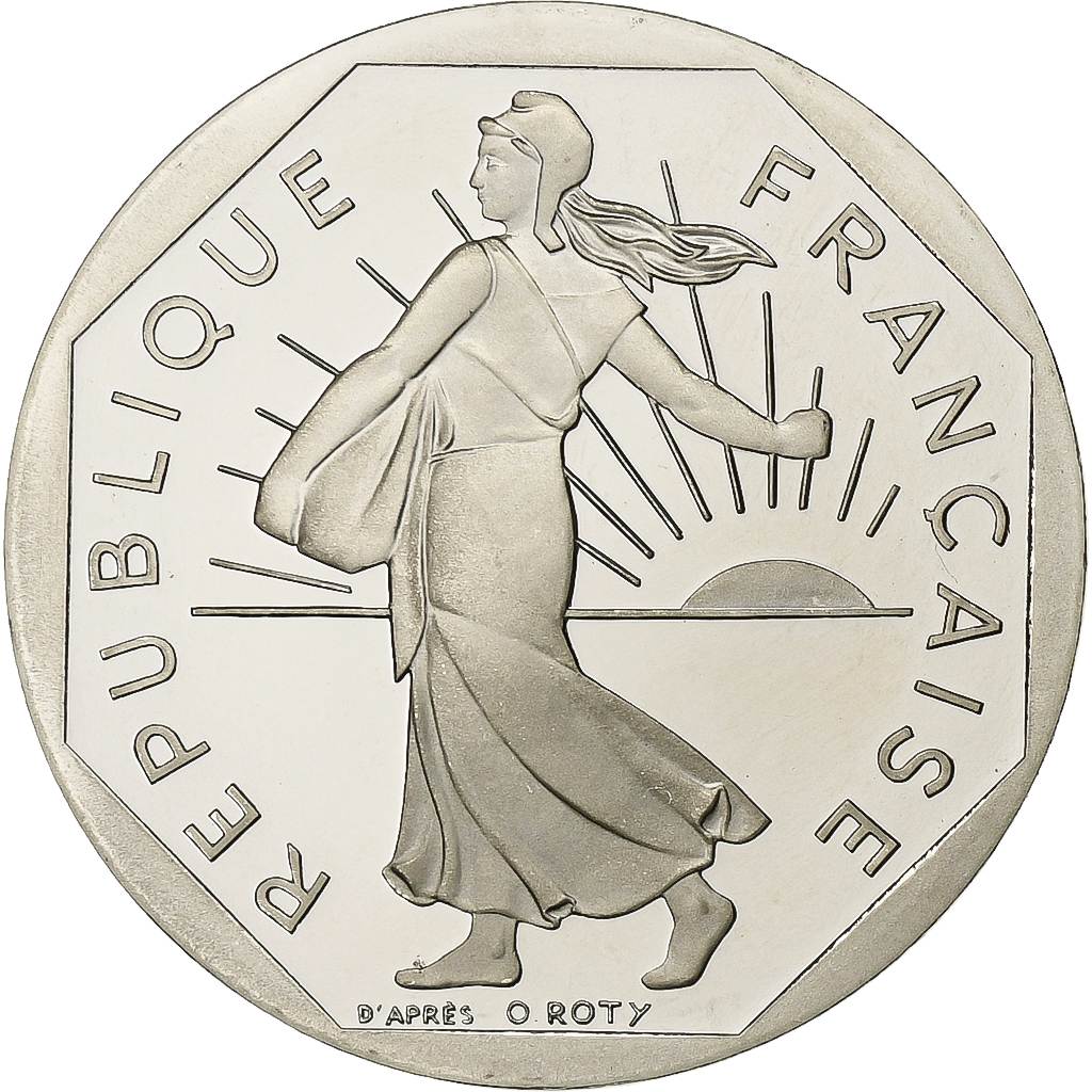France, 2 Francs, Semeuse, 1997, Paris, Proof / BE, Nickel, 