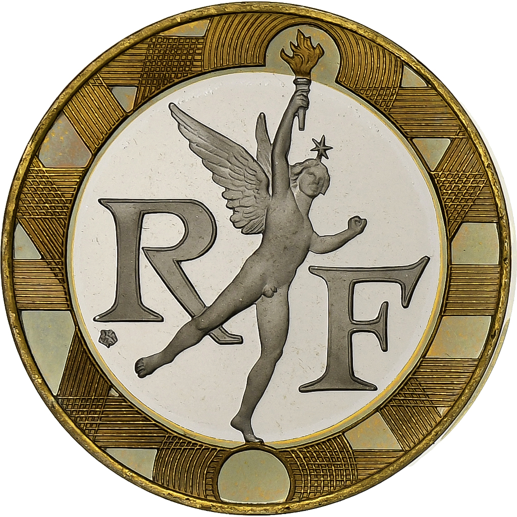 France, 10 Francs, Génie, 1994, Paris, Proof, Aluminum-Bronze, MS