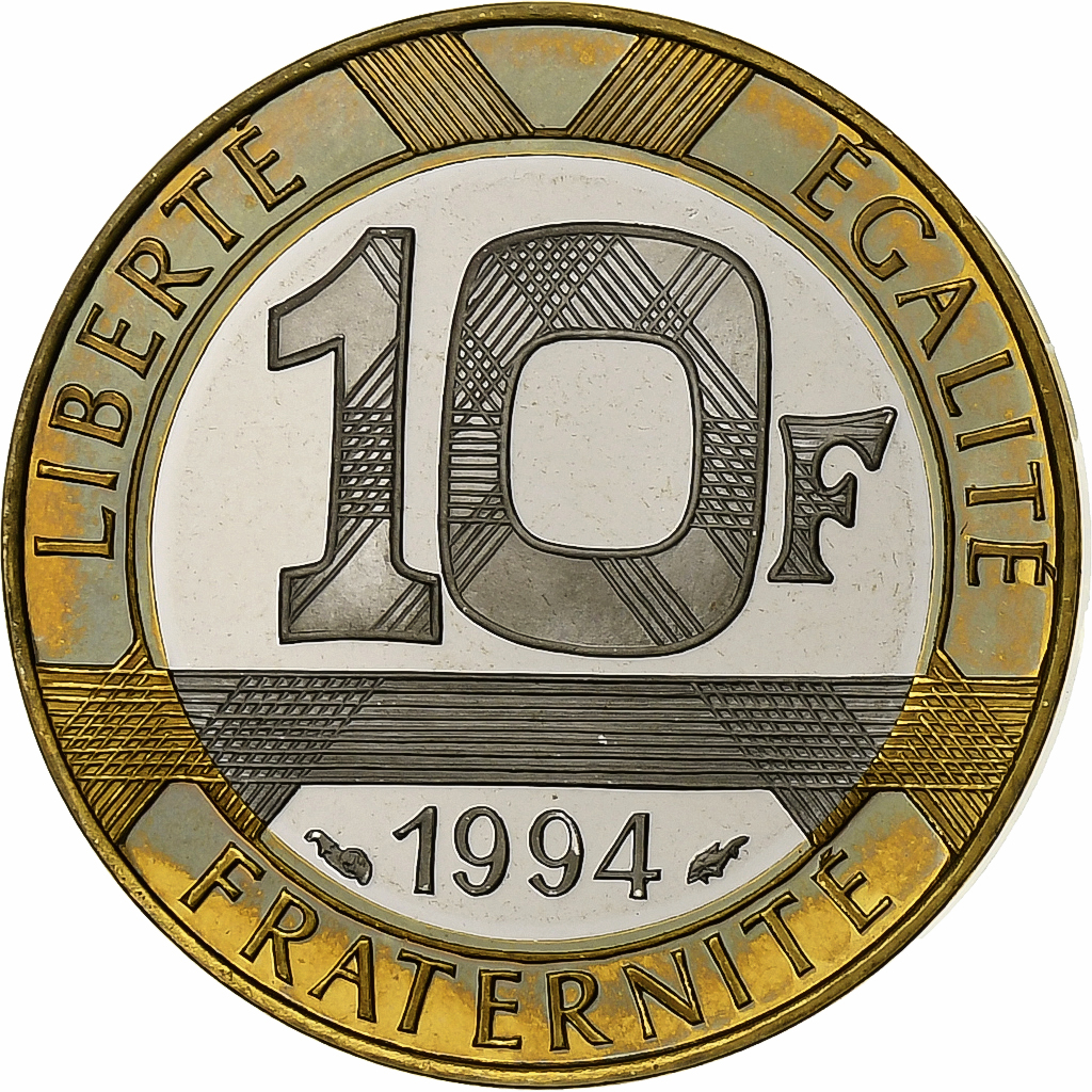 France, 10 Francs, Génie, 1994, Paris, Proof, Aluminum-Bronze, MS