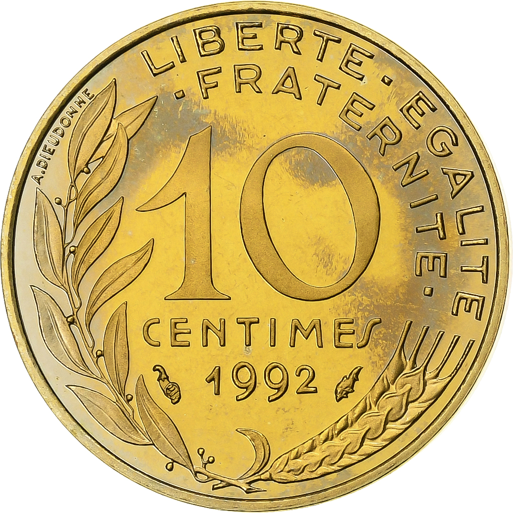 France, 10 Centimes, Marianne, 1992, Paris, BE, Aluminum-Bronze, , KM:929