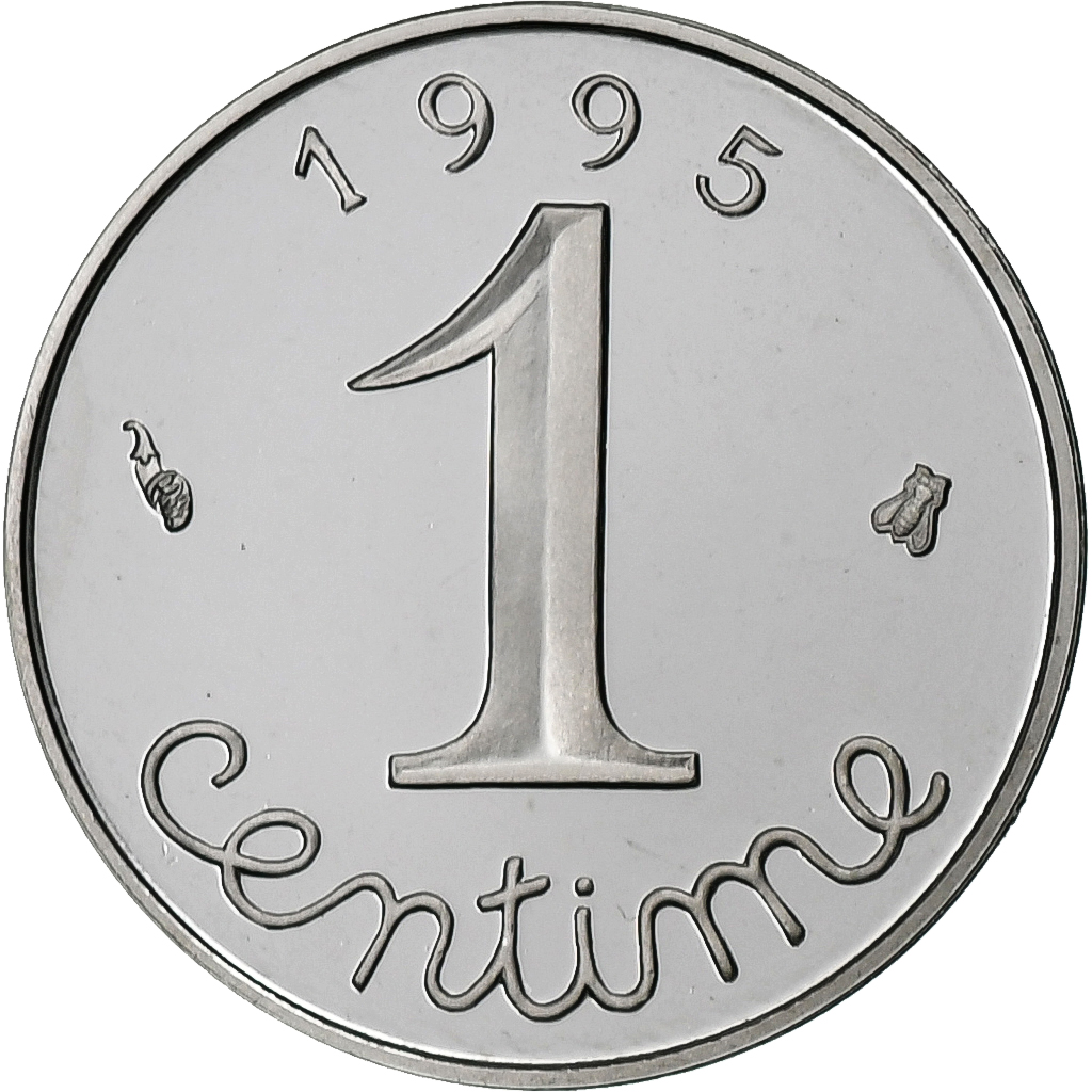 France, Centime, Épi, 1995, Paris, 1 centime BE / Proof, Stainless Steel