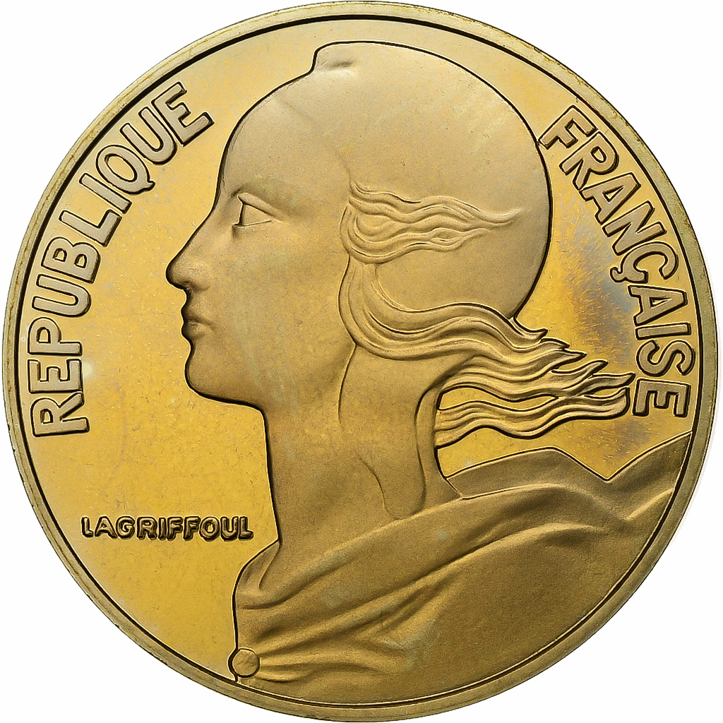 France, 20 Centimes, Marianne, 1993, Paris, Proof, Aluminum-Bronze, 