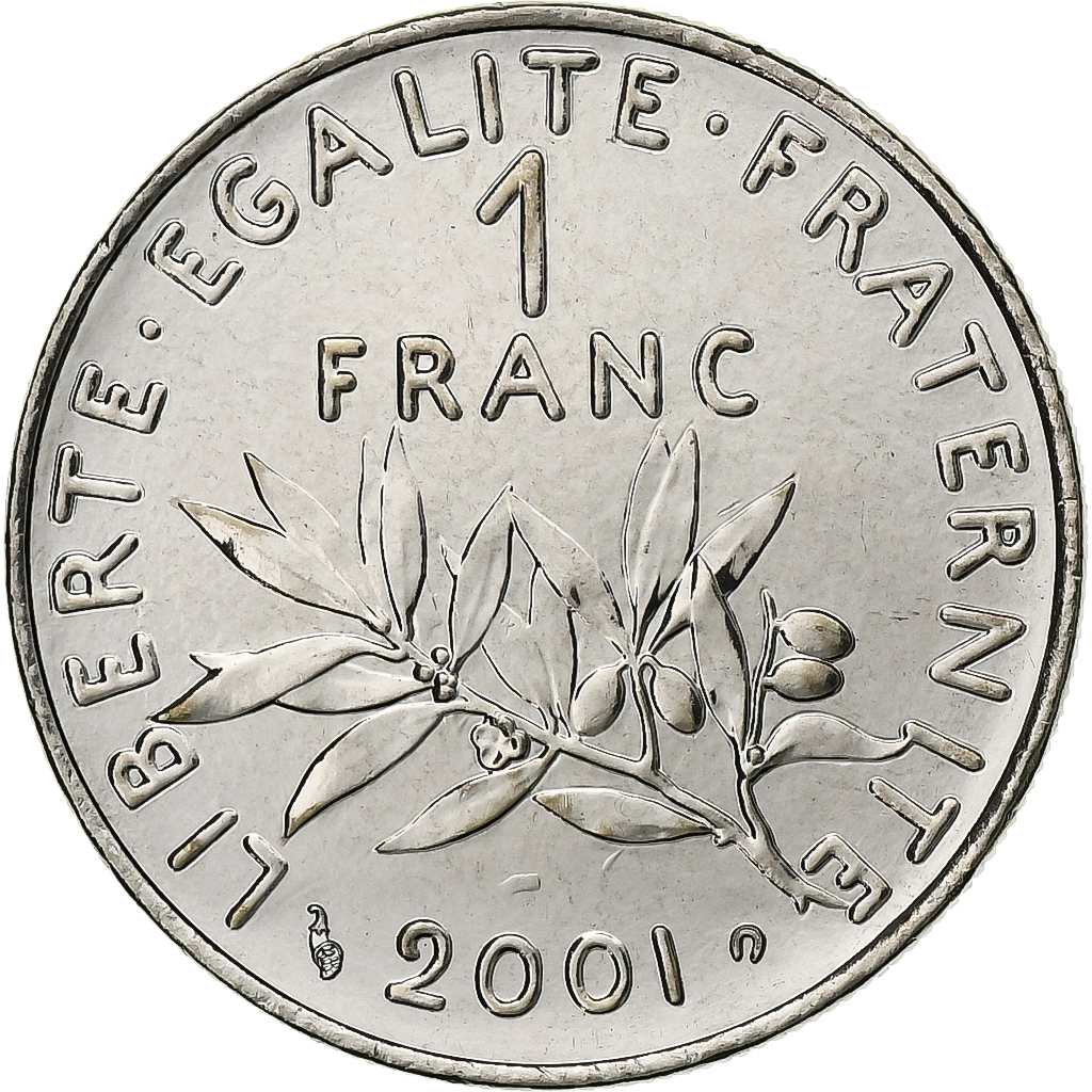 France, 1 Franc, Semeuse, 2001, Paris, Série FDC.BU, Nickel, MS