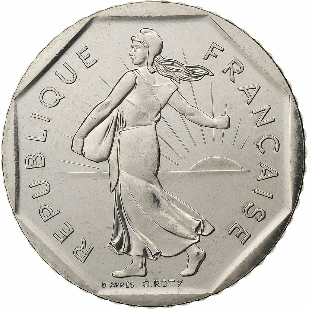 France, 2 Francs, Semeuse, 1990, Paris, Nickel, MS, Gadoury:547, KM:942.1